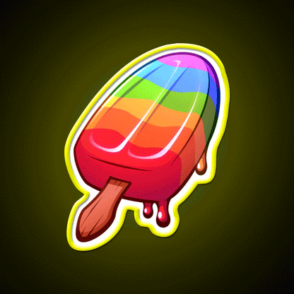 Video Game Popsicle Rainbow Snack Food Led Neon Sign Rgb Color - Custom LED neon sign front view