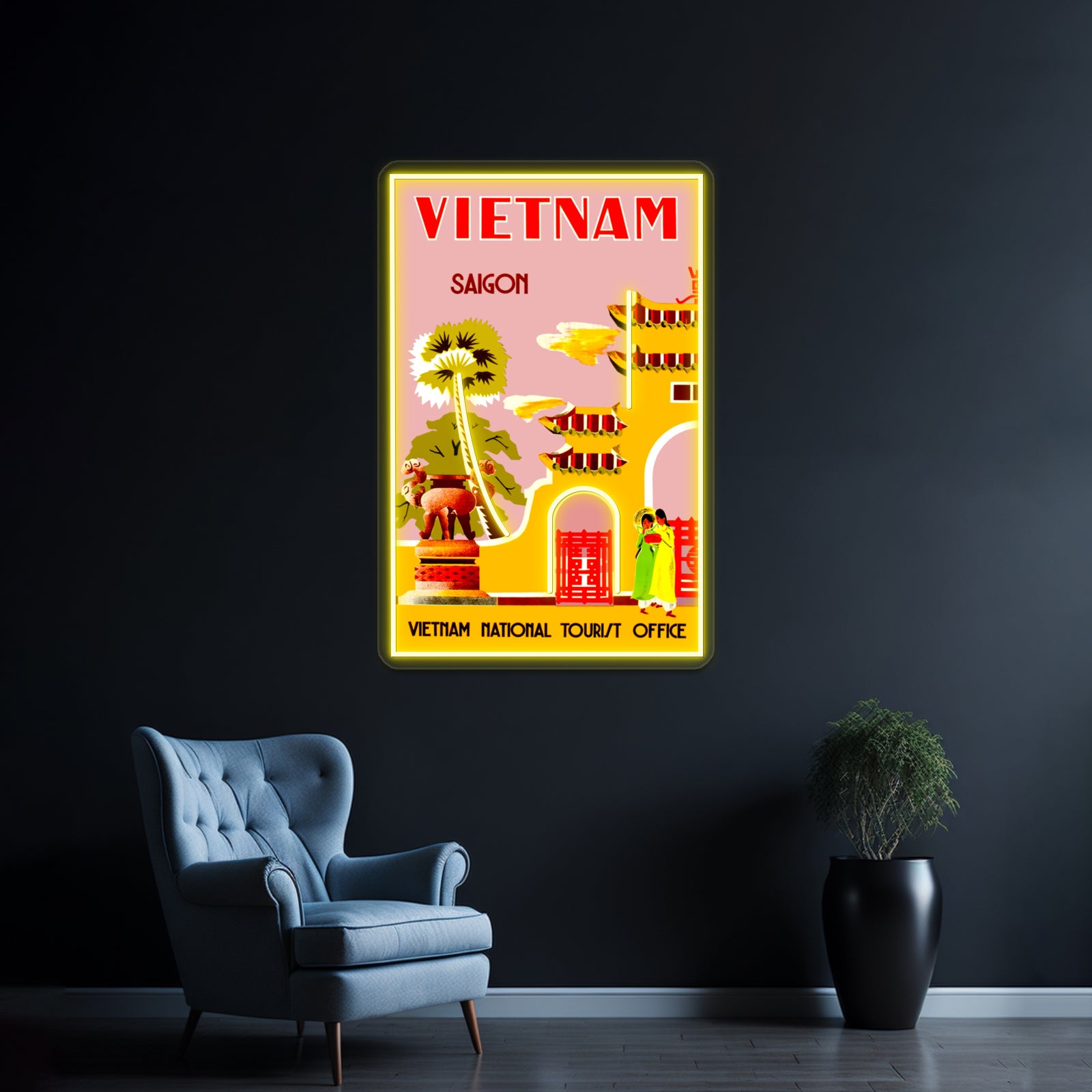 Vietnam Vintage Travel To Saigon Advertising Print Wall Artwork Neon Signs | Shineneon