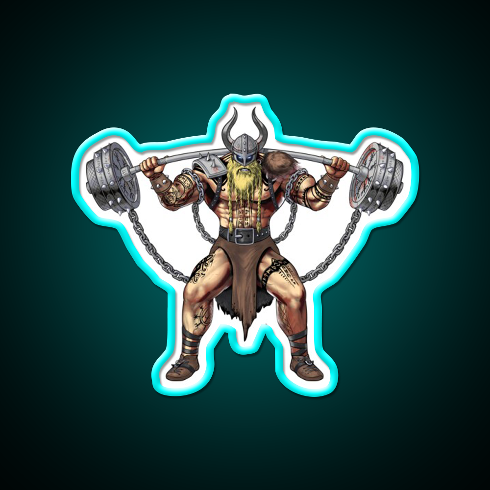Viking Warrior Bodybuilder Gym Fitness Led Neon Sign Rgb Color - Size and dimension reference
