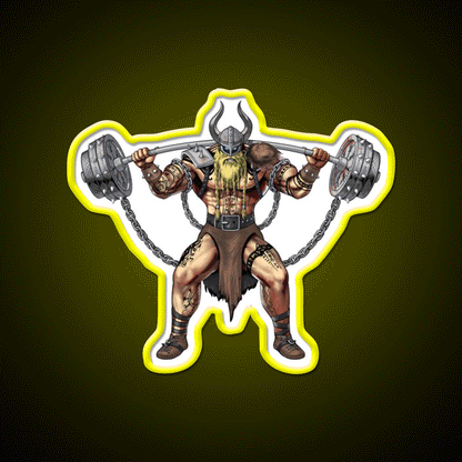 Viking Warrior Bodybuilder Gym Fitness Led Neon Sign Rgb Color - Custom LED neon sign front view