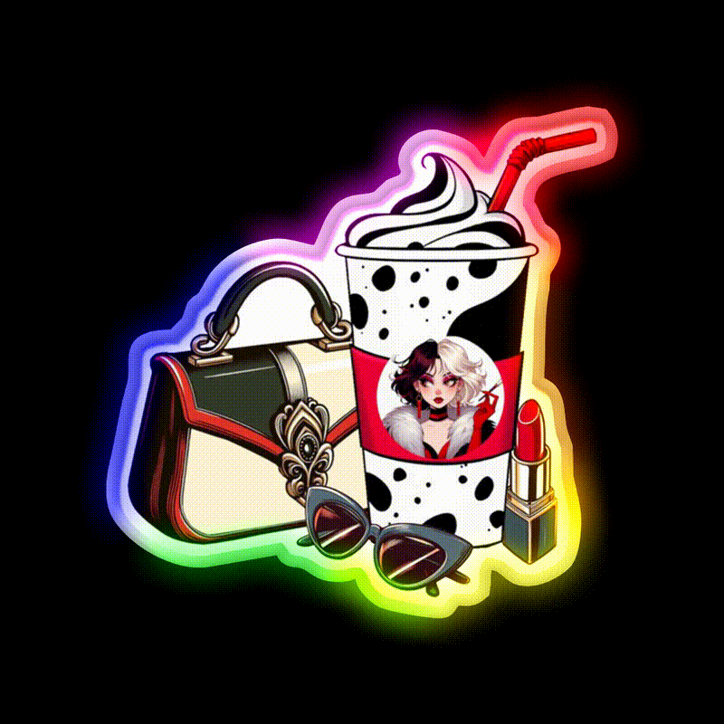 Villain Vibes Latte Cafe Led Neon Sign Espresso Bar Art Rgb Color