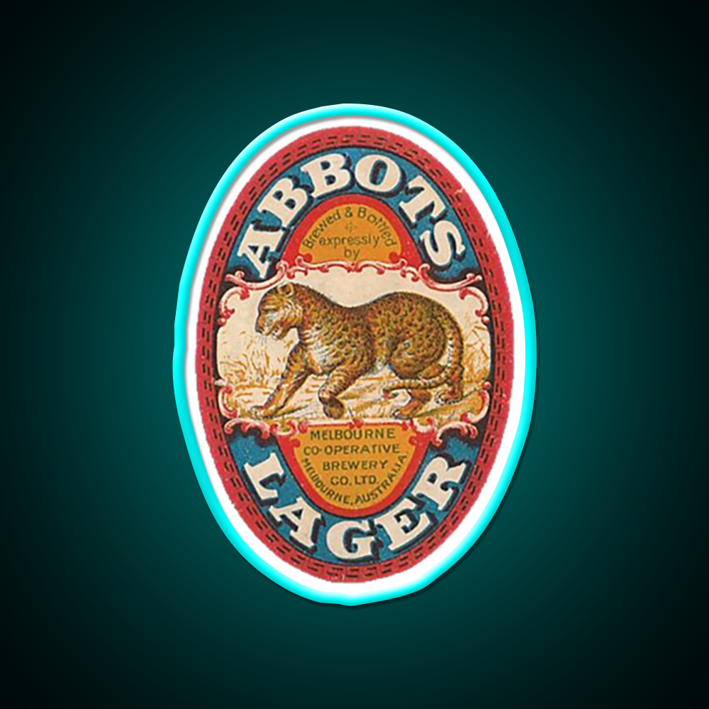 Vintage Abbots Lager Label Beer Bar Decor Led Neon Sign Rgb Color - Size and dimension reference