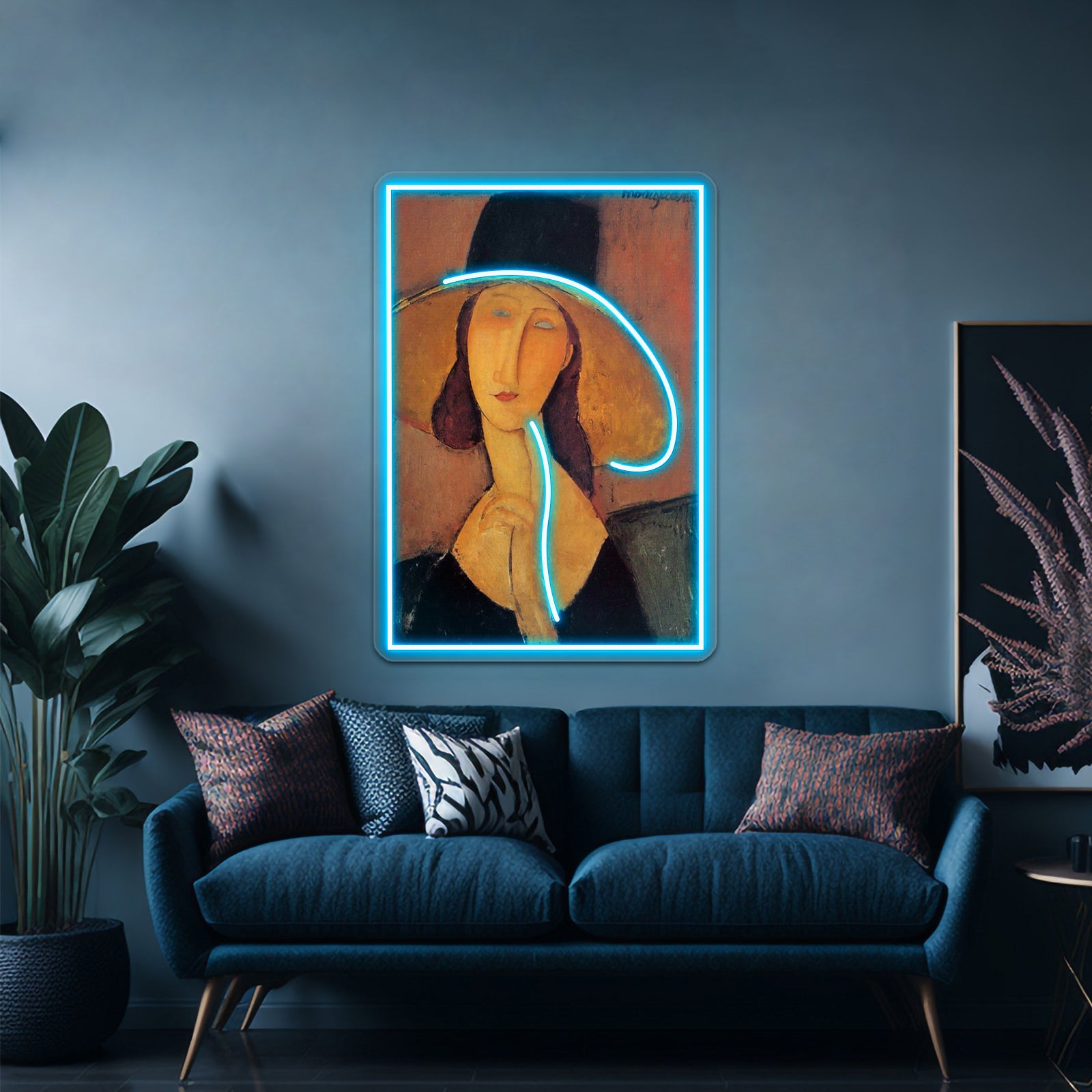 Vintage Amedeo Modigliani Woman With Hat Circa1920 Fine Art Wall Artwork Neon Signs | Shineneon