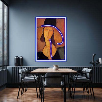 Vintage Amedeo Modigliani Woman With Hat Circa1920 Fine Art Wall Artwork Neon Signs | Shineneon