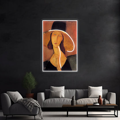 Vintage Amedeo Modigliani Woman With Hat Circa1920 Fine Art Wall Artwork Neon Signs | Shineneon