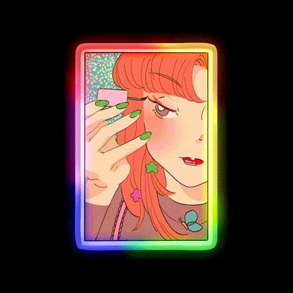 Vintage Anime Nail Salon Led Neon Sign Rgb Color - LED neon sign close-up detail