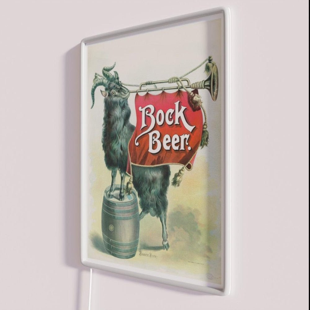Vintage Art Print Bock Beer Banner Bock Bock Beer Rgb Led Neon Sign - Shineneon