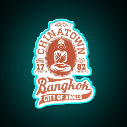 Vintage Bangkok Buddha Logo Asian Cultural Led Neon Sign For Home Rgb Color - Size and dimension reference