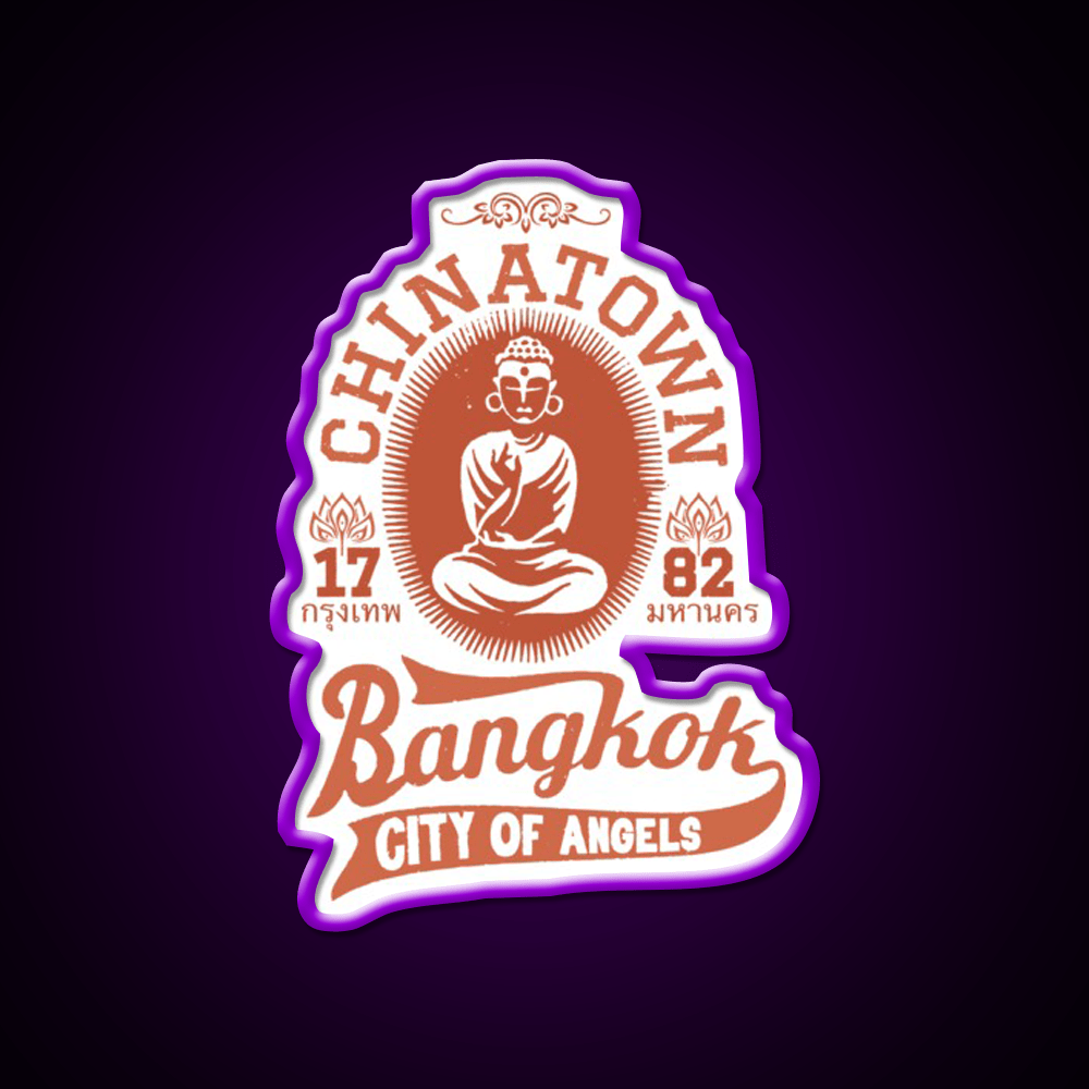 Vintage Bangkok Buddha Logo Asian Cultural Led Neon Sign For Home Rgb Color - Shineneon