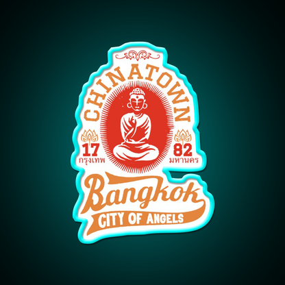 Vintage Bangkok Buddha Logo Asian Cultural Led Neon Sign Wall Art Rgb Color