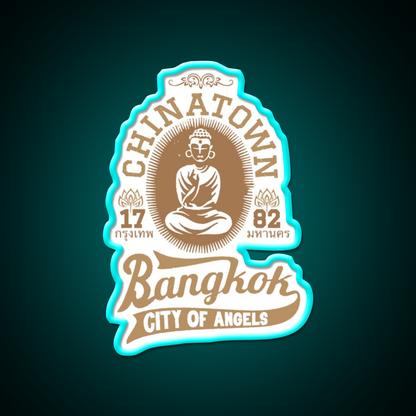 Vintage Bangkok Buddha Logo Retro Thai Asian Cultural Led Neon Sign Rgb Color - Size and dimension reference