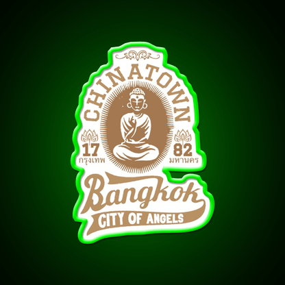 Vintage Bangkok Buddha Logo Retro Thai Asian Cultural Led Neon Sign Rgb Color - Shineneon