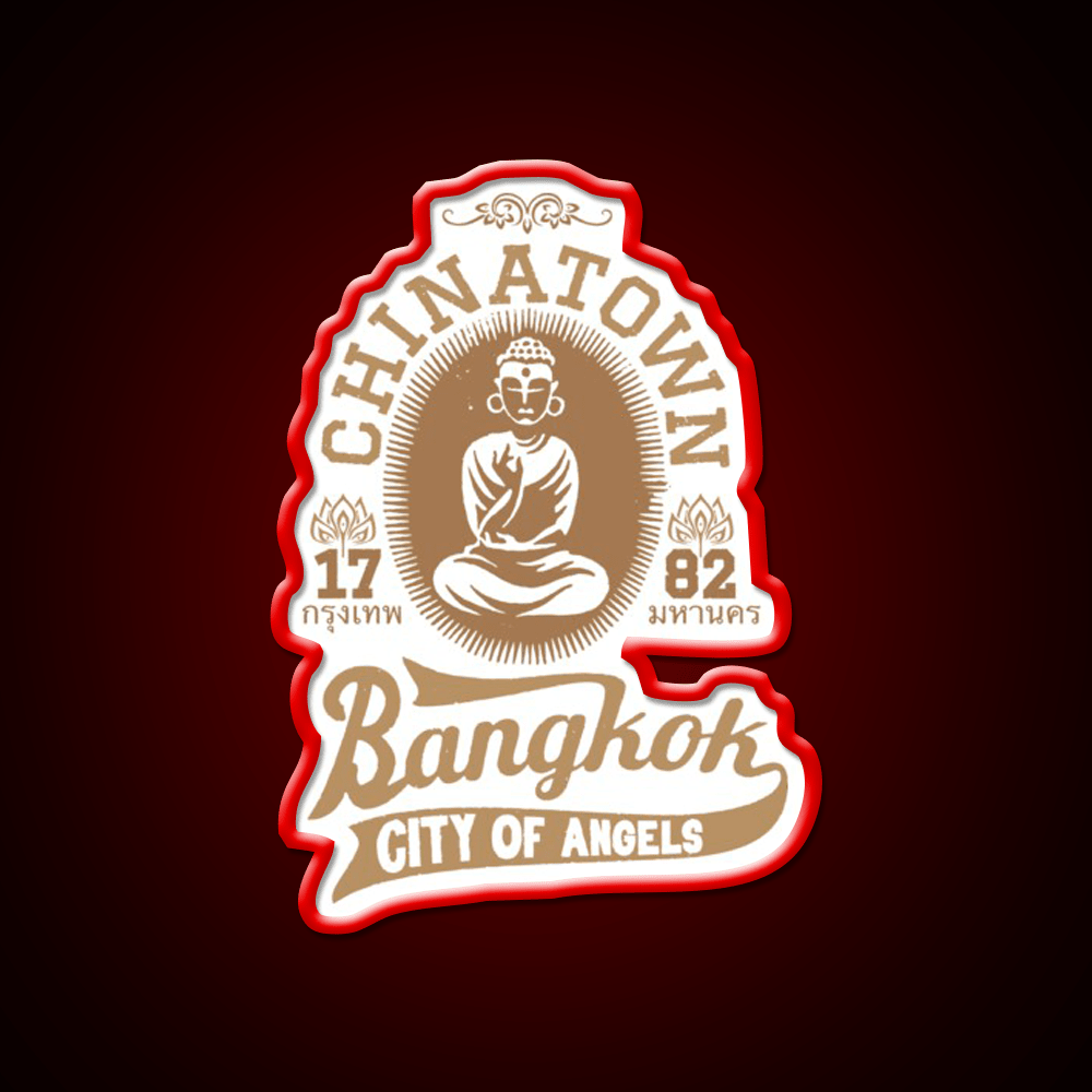 Vintage Bangkok Buddha Logo Retro Thai Asian Cultural Led Neon Sign Rgb Color - Shineneon