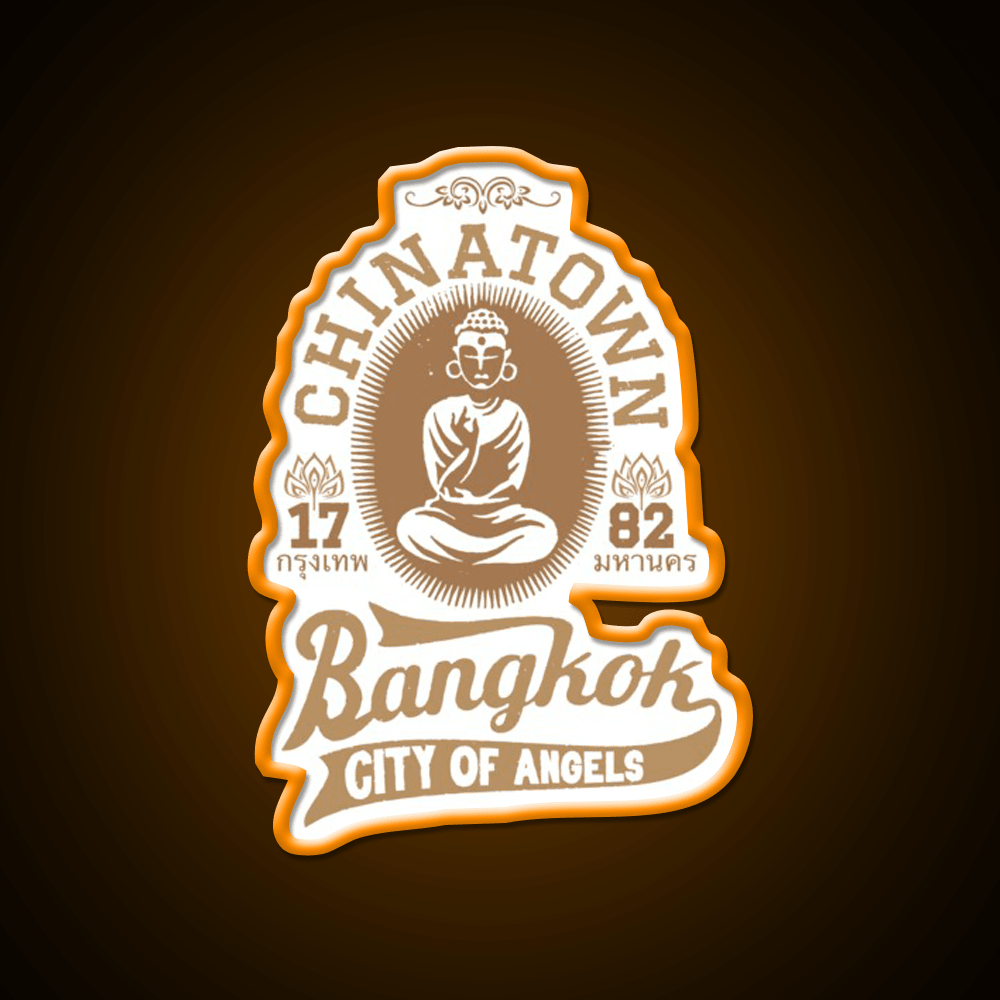 Vintage Bangkok Buddha Logo Retro Thai Asian Cultural Led Neon Sign Rgb Color - Shineneon