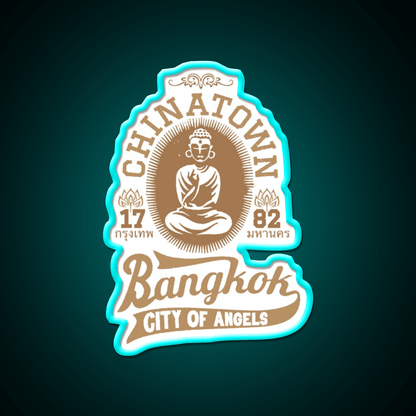 Vintage Bangkok Buddha Logo Retro Thai Asian Cultural Led Neon Sign Rgb Color - Shineneon