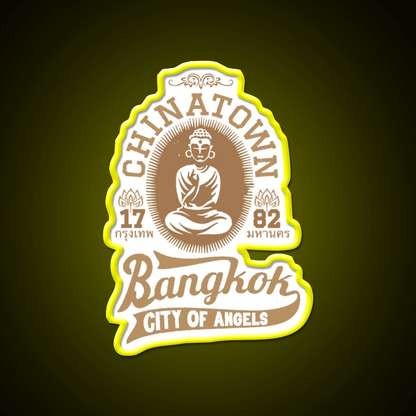 Vintage Bangkok Buddha Logo Retro Thai Asian Cultural Led Neon Sign Rgb Color - Shineneon
