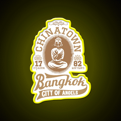 Vintage Bangkok Buddha Logo Retro Thai Asian Cultural Led Neon Sign Rgb Color - Custom LED neon sign front view