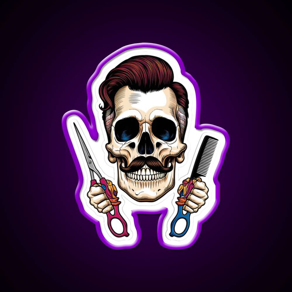 Vintage Barber Skull Pop Art Design Barber Shop Haircut Led Neon Sign - LED neon sign view 9