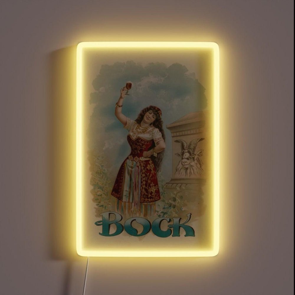 Vintage Bock Beer Poster Bock Miranda No Jerome Rgb Led Neon Sign - Shineneon