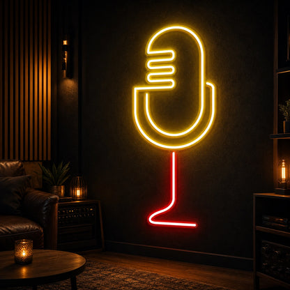 Vintage Broadcast Microphone Stand LED Neon Sign high-converting product image