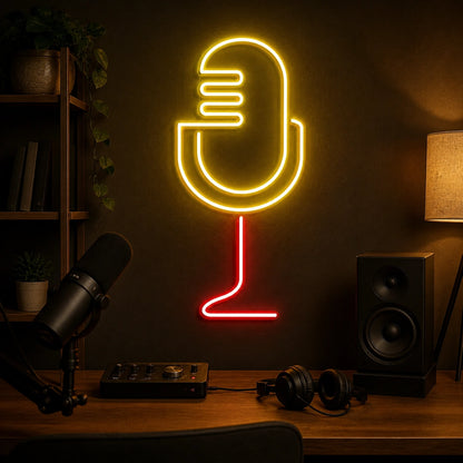 Vintage Broadcast Microphone Stand LED Neon Sign real lifestyle scene
