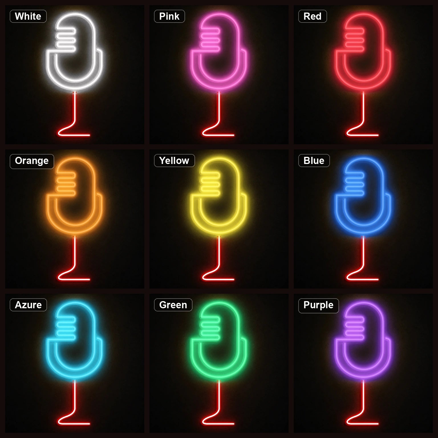 Vintage Broadcast Microphone Stand LED Neon Sign color grid