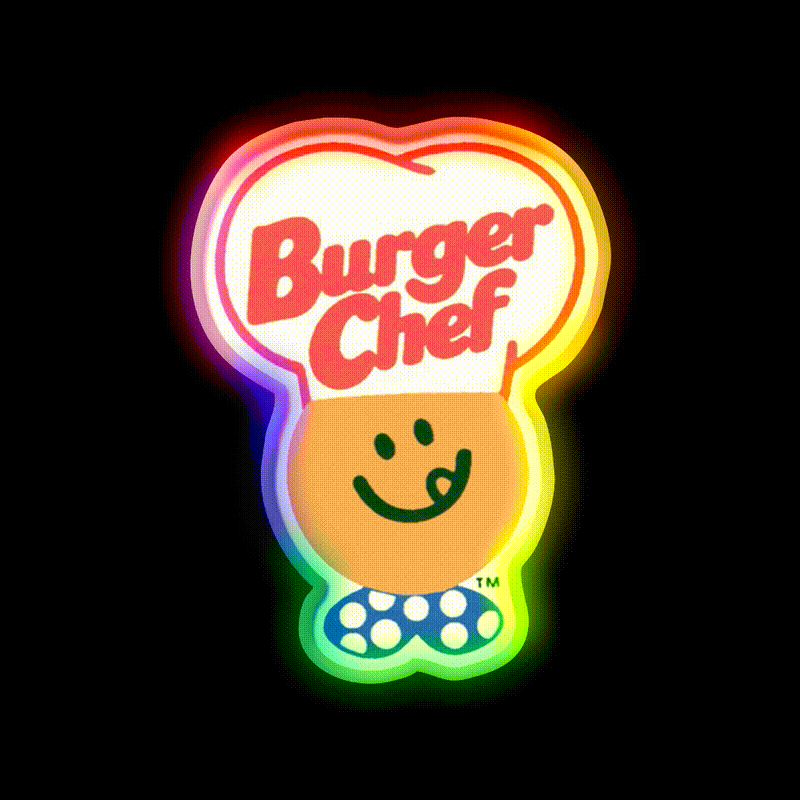 Vintage Burger Chef Fast Food Led Neon Sign For Burger Place Wall Art Rgb Color - LED neon sign close-up detail