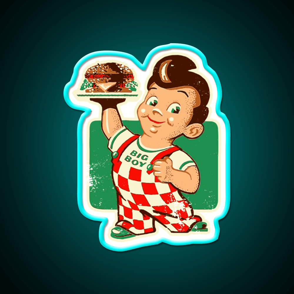 Vintage Burger Mascot 50S Throwback Led Neon Sign For Burger Place Rgb Color - Shineneon