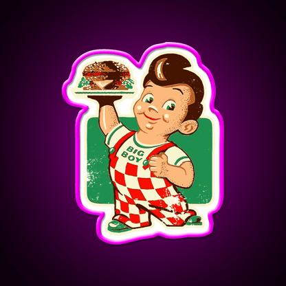 Vintage Burger Mascot 50S Throwback Led Neon Sign For Burger Place Rgb Color - Shineneon