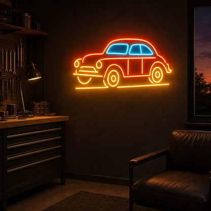 Vintage Car Profile LED Neon Sign real lifestyle scene