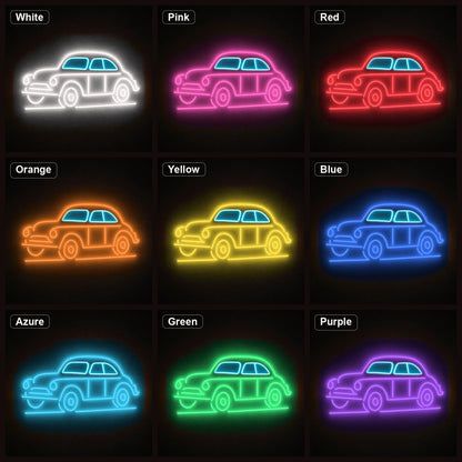Vintage Car Profile LED Neon Sign color grid
