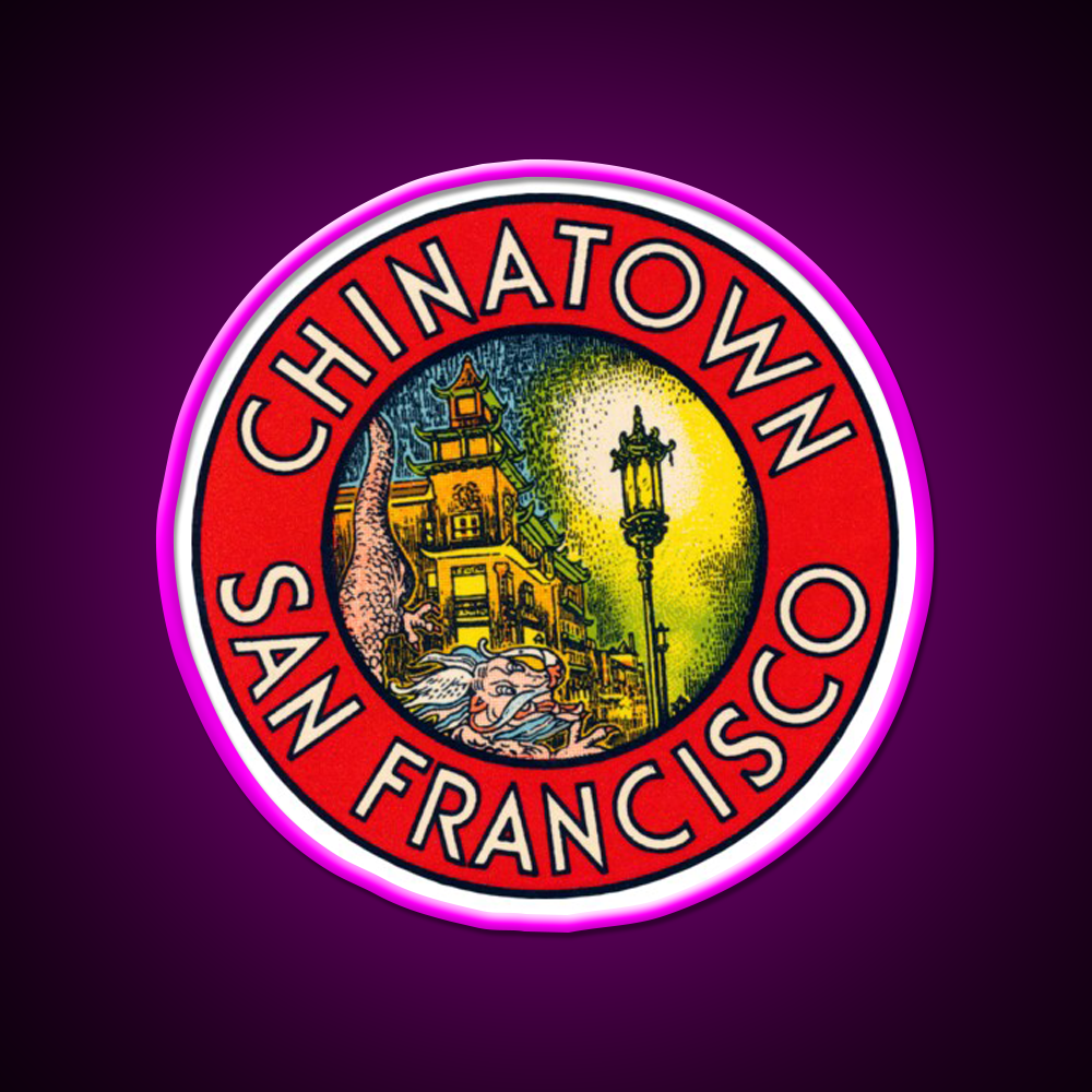 Vintage Chinatown San Francisco Asian Cultural Led Neon Sign Rgb Color - Neon sign mounted on wall in room