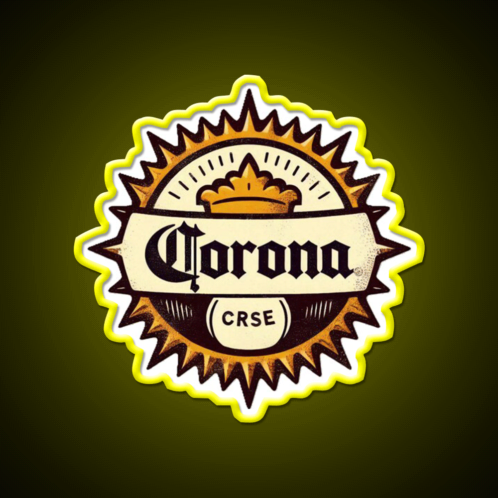 Vintage Corona Logo Vector Art Beer Bar Decor Led Neon Sign Rgb Color - Custom LED neon sign front view