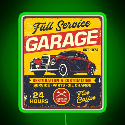 Vintage Full Service Garage Sign Rgb Neon Sign - Shineneon