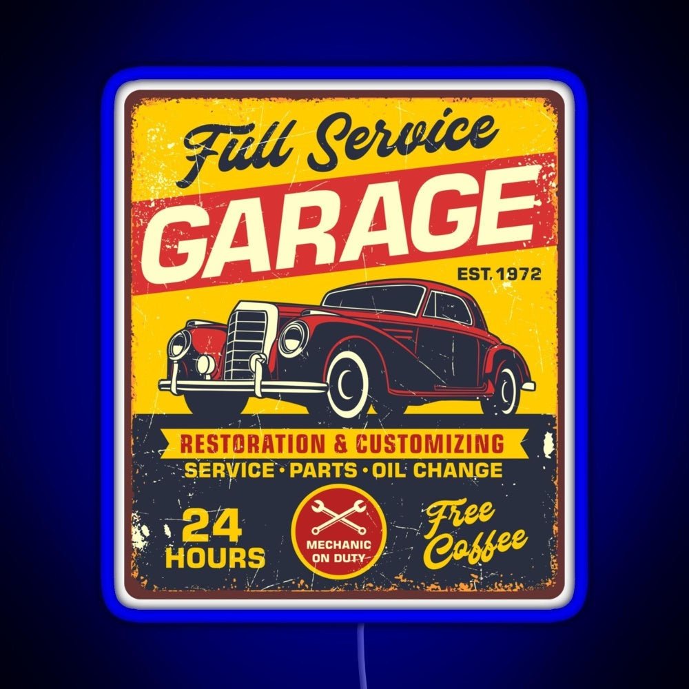 Vintage Full Service Garage Sign Rgb Neon Sign - Shineneon