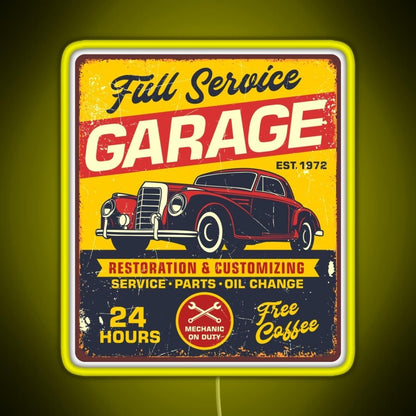 Vintage Full Service Garage Sign Rgb Neon Sign - Shineneon