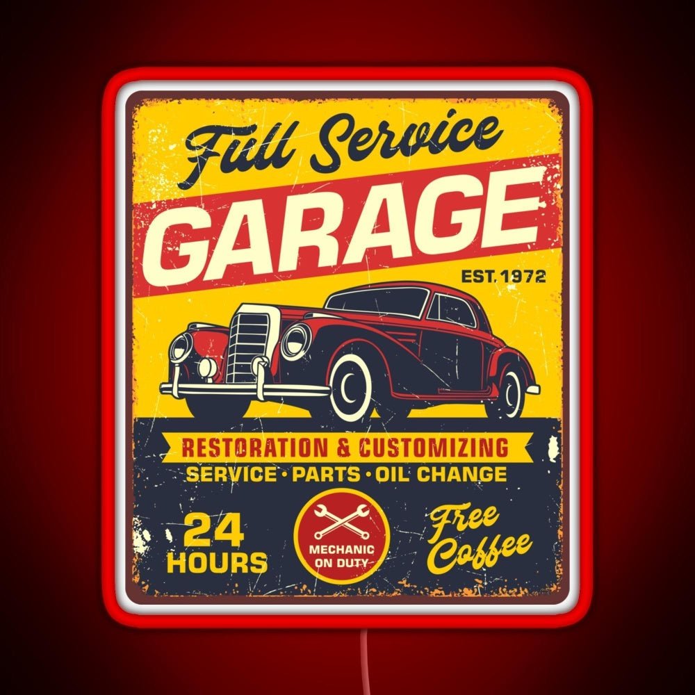 Vintage Full Service Garage Sign Rgb Neon Sign - Shineneon