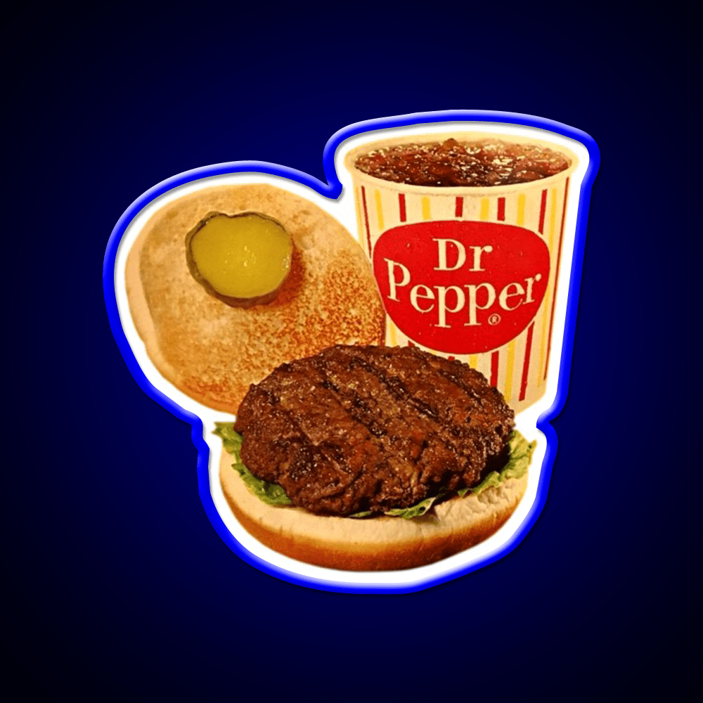 Vintage Hamburger And Soda Pop Fast Food Led Neon Sign For Burger Place Rgb Color - Shineneon