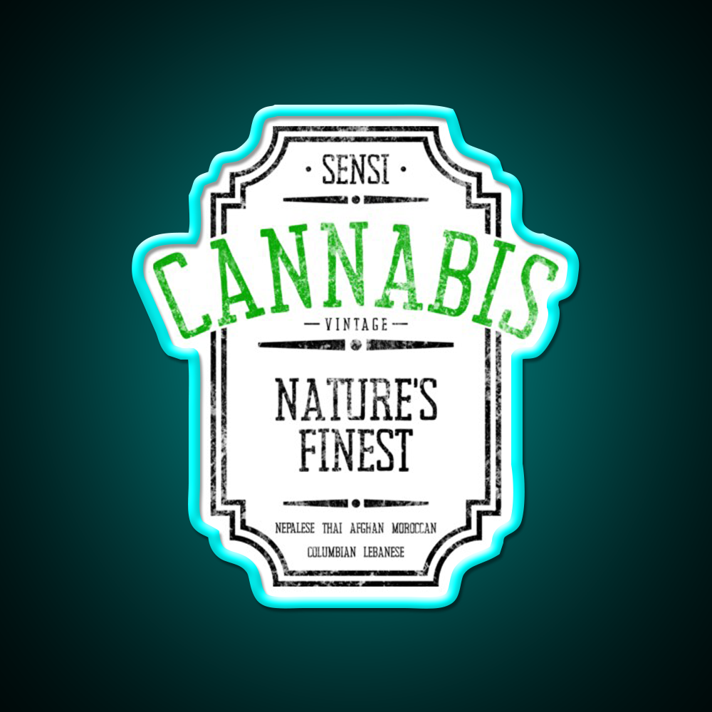 Vintage Hemp Inspired Green Leaf Led Neon Sign Rgb Color - Size and dimension reference