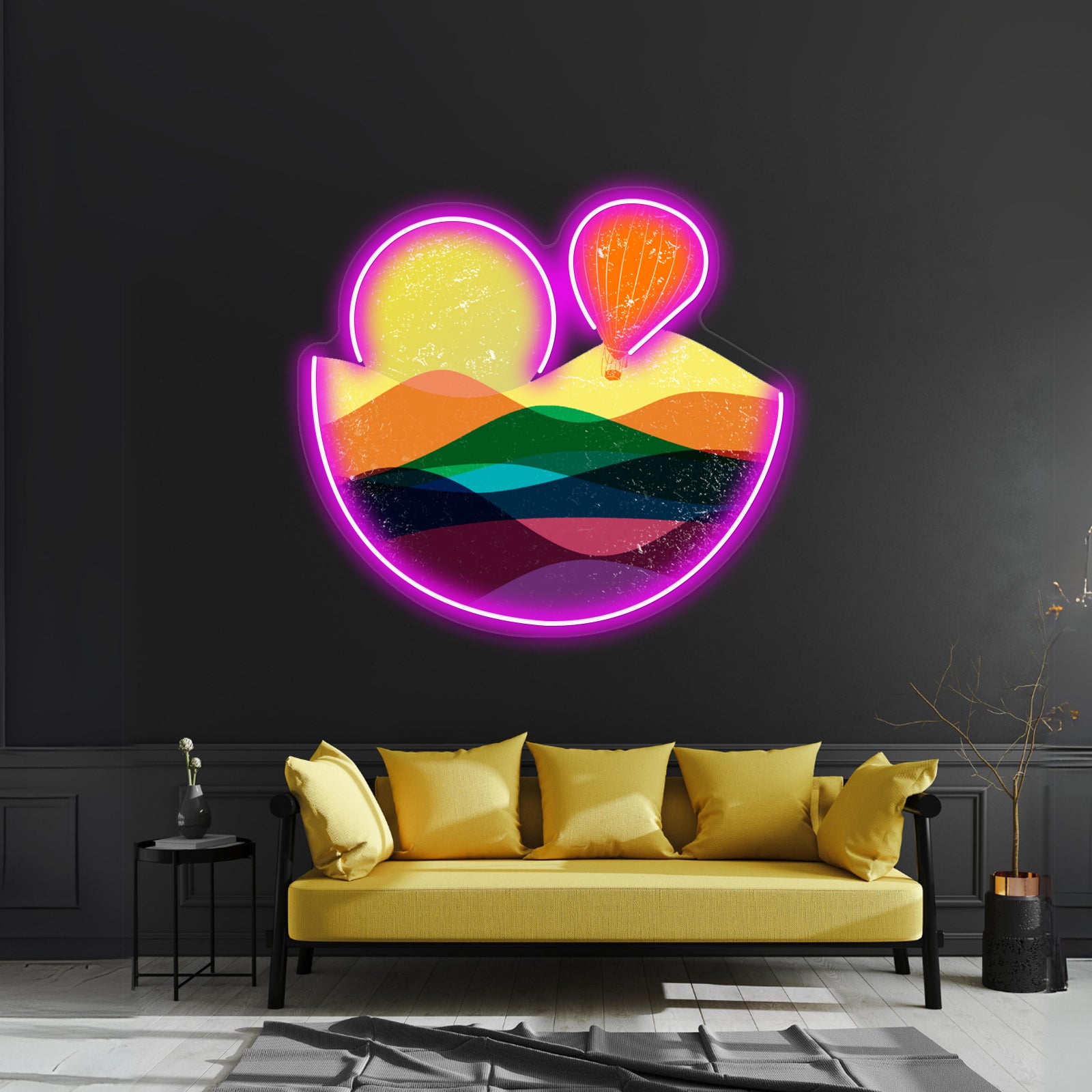 Vintage Hot Air Balloon Travel Abstract Design Wall Artwork Neon Signs | Shineneon