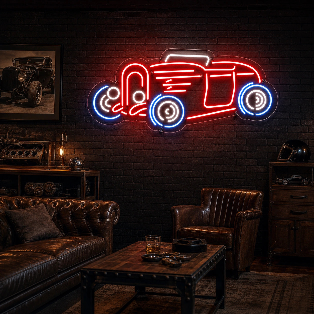 Vintage Hot Rod Side Profile LED Neon Sign high-converting product image