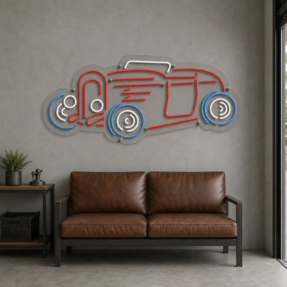Vintage Hot Rod Side Profile LED Neon Sign size image