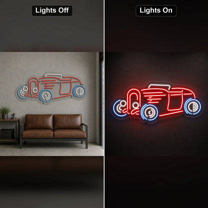 Vintage Hot Rod Side Profile LED Neon Sign - Shineneon