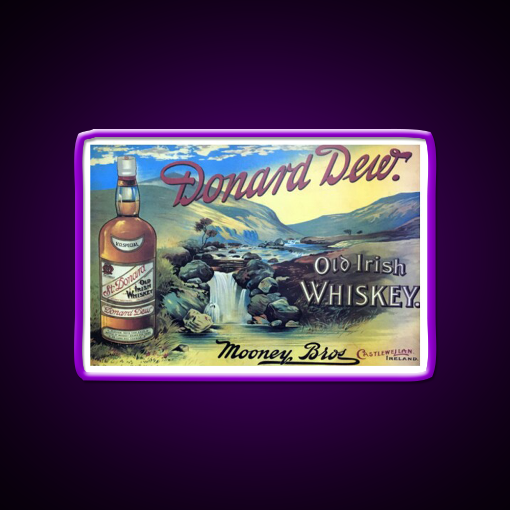 Vintage Irish Whiskey Poster Whiskey Drink Bar Led Neon Sign Rgb Color