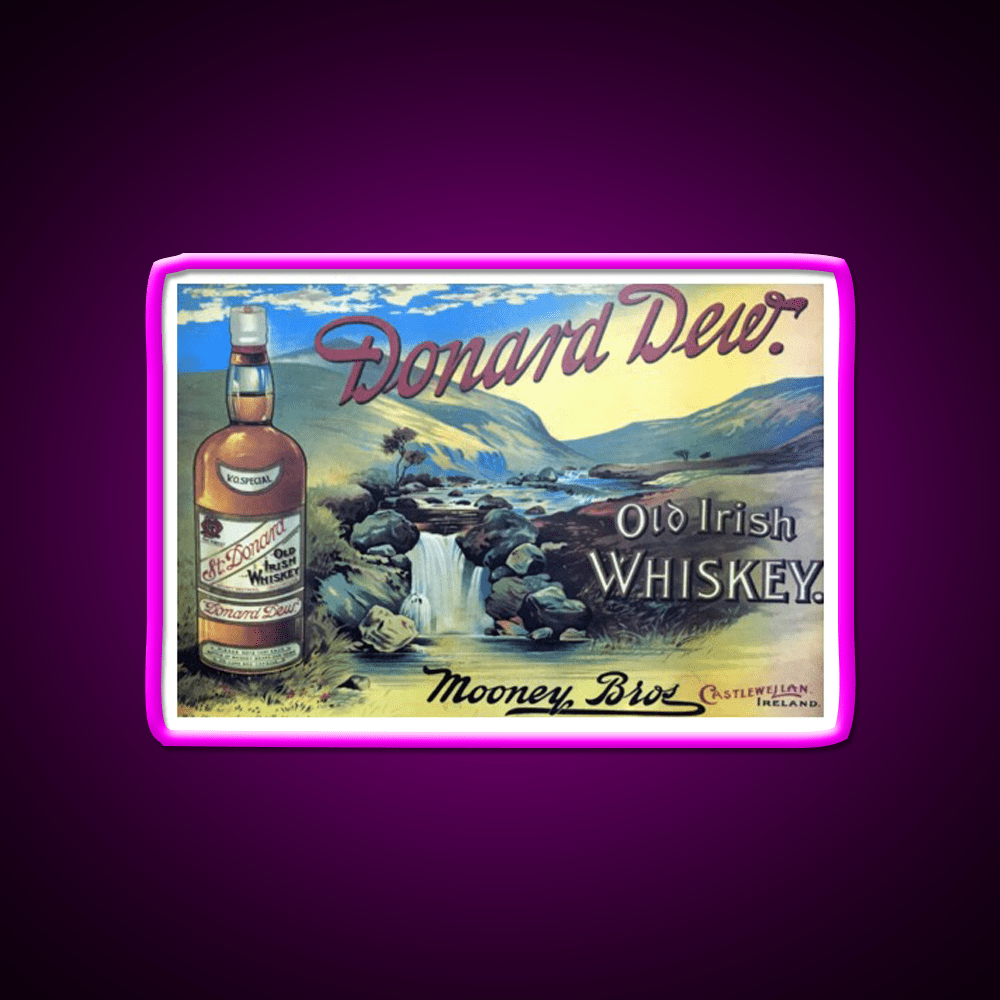 Vintage Irish Whiskey Poster Whiskey Drink Bar Led Neon Sign Rgb Color - Shineneon