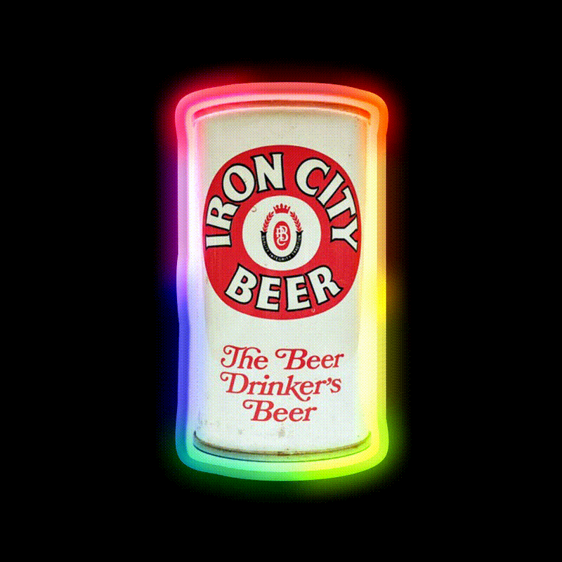 Vintage Iron City Beer Can Beer Bar Decor Led Neon Sign Rgb Color - LED neon sign close-up detail