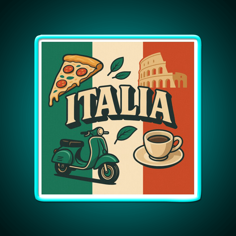 Vintage Italian Icons Tricolor Design Cafe Led Neon Sign Espresso Bar Art Rgb Color - Shineneon