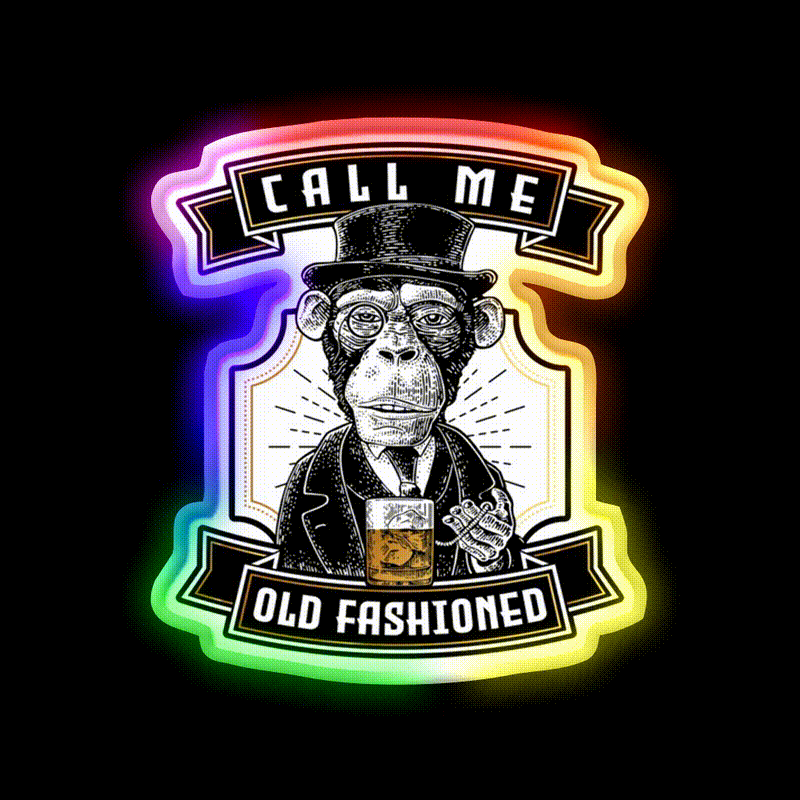 Vintage Just Call Me Old Fashioned Cocktail Bar Decor Led Neon Sign Rgb Color - LED neon sign close-up detail