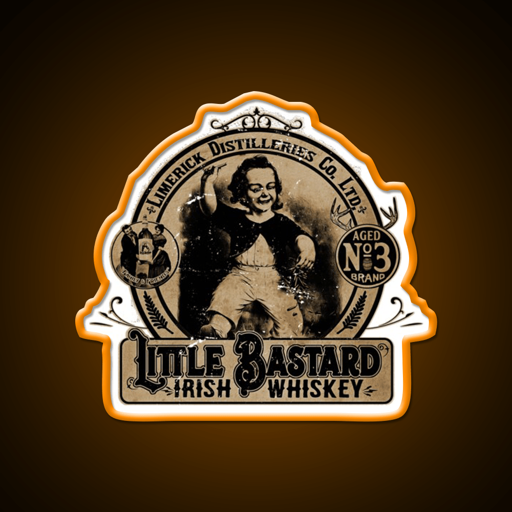 Vintage Little Bastard Irish Whiskey Drink Bar Led Neon Sign Rgb Color - Shineneon