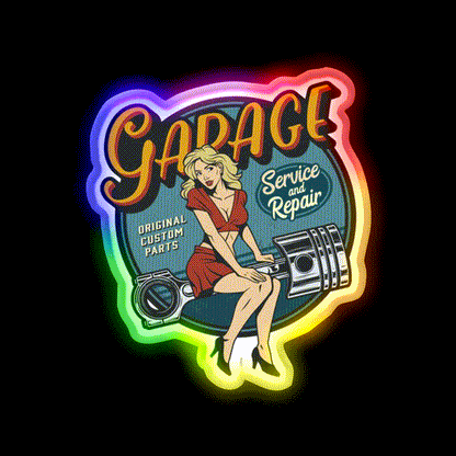 Vintage Mechanic On Duty Welcome Led Neon Sign Open Sign Rgb Color - LED neon sign close-up detail